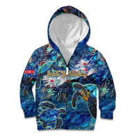Saint Barthelemy Kid Hoodie Sea Turtle Tropical Pattern