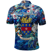 Saint Barthelemy Polo Shirt Sea Turtle Tropical Pattern