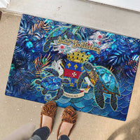 Saint Barthelemy Rubber Doormat Sea Turtle Tropical Pattern