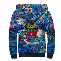 Saint Barthelemy Sherpa Hoodie Sea Turtle Tropical Pattern