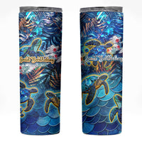 Saint Barthelemy Skinny Tumbler Sea Turtle Tropical Pattern - Wonder Print Shop