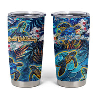 Saint Barthelemy Tumbler Cup Sea Turtle Tropical Pattern - Wonder Print Shop