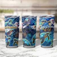 Saint Barthelemy Tumbler Cup Sea Turtle Tropical Pattern - Wonder Print Shop