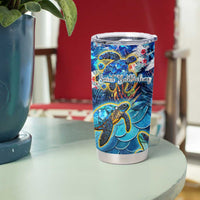 Saint Barthelemy Tumbler Cup Sea Turtle Tropical Pattern - Wonder Print Shop