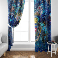 Saint Barthelemy Window Curtain Sea Turtle Tropical Pattern