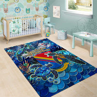 San Andres and Providencia Area Rug Sea Turtle Tropical Pattern