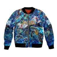 San Andres and Providencia Bomber Jacket Sea Turtle Tropical Pattern