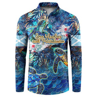 San Andres and Providencia Button Sweatshirt Sea Turtle Tropical Pattern