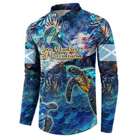 San Andres and Providencia Button Sweatshirt Sea Turtle Tropical Pattern
