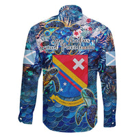 San Andres and Providencia Family Matching Long Sleeve Bodycon Dress and Hawaiian Shirt Sea Turtle Tropical Pattern