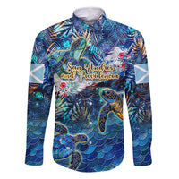 San Andres and Providencia Family Matching Off Shoulder Maxi Dress and Hawaiian Shirt Sea Turtle Tropical Pattern