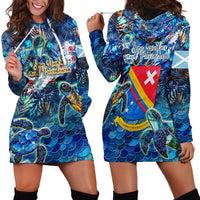 San Andres and Providencia Hoodie Dress Sea Turtle Tropical Pattern - Wonder Print Shop