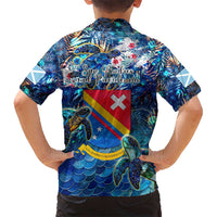 San Andres and Providencia Kid Hawaiian Shirt Sea Turtle Tropical Pattern - Wonder Print Shop