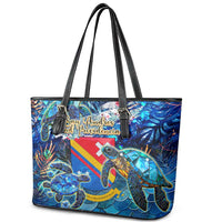San Andres and Providencia Leather Tote Bag Sea Turtle Tropical Pattern