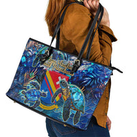 San Andres and Providencia Leather Tote Bag Sea Turtle Tropical Pattern
