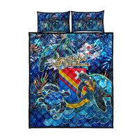 San Andres and Providencia Quilt Bed Set Sea Turtle Tropical Pattern - Wonder Print Shop