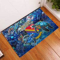 San Andres and Providencia Rubber Doormat Sea Turtle Tropical Pattern - Wonder Print Shop