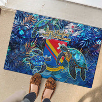 San Andres and Providencia Rubber Doormat Sea Turtle Tropical Pattern - Wonder Print Shop
