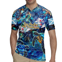 San Andres and Providencia Rugby Jersey Sea Turtle Tropical Pattern - Wonder Print Shop