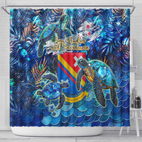San Andres and Providencia Shower Curtain Sea Turtle Tropical Pattern - Wonder Print Shop