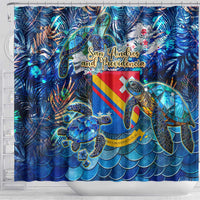 San Andres and Providencia Shower Curtain Sea Turtle Tropical Pattern - Wonder Print Shop