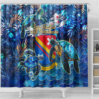San Andres and Providencia Shower Curtain Sea Turtle Tropical Pattern - Wonder Print Shop