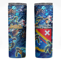 San Andres and Providencia Skinny Tumbler Sea Turtle Tropical Pattern - Wonder Print Shop