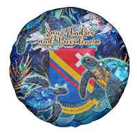 San Andres and Providencia Spare Tire Cover Sea Turtle Tropical Pattern - Wonder Print Shop