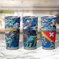 San Andres and Providencia Tumbler Cup Sea Turtle Tropical Pattern - Wonder Print Shop
