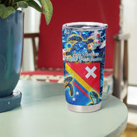 San Andres and Providencia Tumbler Cup Sea Turtle Tropical Pattern - Wonder Print Shop