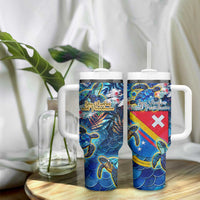 San Andres and Providencia Tumbler With Handle Sea Turtle Tropical Pattern - Wonder Print Shop