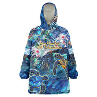 San Andres and Providencia Wearable Blanket Hoodie Sea Turtle Tropical Pattern - Wonder Print Shop