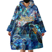 San Andres and Providencia Wearable Blanket Hoodie Sea Turtle Tropical Pattern - Wonder Print Shop