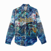San Andres and Providencia Women Casual Shirt Sea Turtle Tropical Pattern - Wonder Print Shop