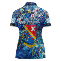 San Andres and Providencia Women Polo Shirt Sea Turtle Tropical Pattern - Wonder Print Shop