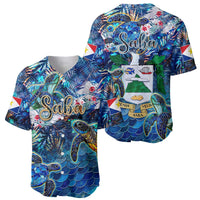 Saba Baseball Jersey Sea Turtle Tropical Pattern