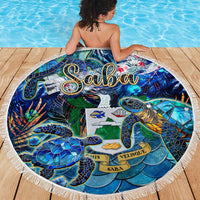 Saba Beach Blanket Sea Turtle Tropical Pattern