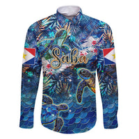 Saba Family Matching Mermaid Dress and Hawaiian Shirt Sea Turtle Tropical Pattern