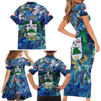Saba Family Matching Short Sleeve Bodycon Dress and Hawaiian Shirt Sea Turtle Tropical Pattern - Wonder Print Shop