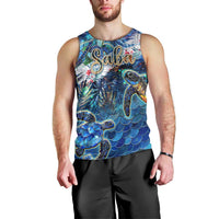 Saba Men Tank Top Sea Turtle Tropical Pattern - Wonder Print Shop