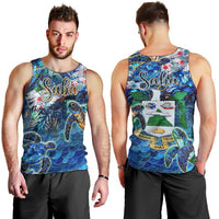 Saba Men Tank Top Sea Turtle Tropical Pattern - Wonder Print Shop