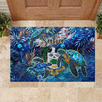 Saba Rubber Doormat Sea Turtle Tropical Pattern - Wonder Print Shop