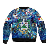 Saba Sleeve Zip Bomber Jacket Sea Turtle Tropical Pattern - Wonder Print Shop