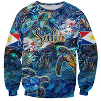 Saba Sweatshirt Sea Turtle Tropical Pattern - Wonder Print Shop
