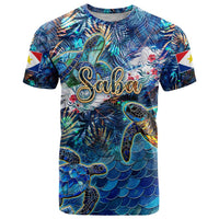 Saba T Shirt Sea Turtle Tropical Pattern - Wonder Print Shop