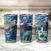 Saba Tumbler Cup Sea Turtle Tropical Pattern - Wonder Print Shop