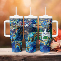 Saba Tumbler With Handle Sea Turtle Tropical Pattern - Wonder Print Shop