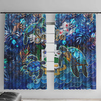 Saba Window Curtain Sea Turtle Tropical Pattern - Wonder Print Shop