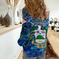 Saba Women Casual Shirt Sea Turtle Tropical Pattern - Wonder Print Shop