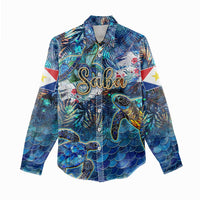 Saba Women Casual Shirt Sea Turtle Tropical Pattern - Wonder Print Shop